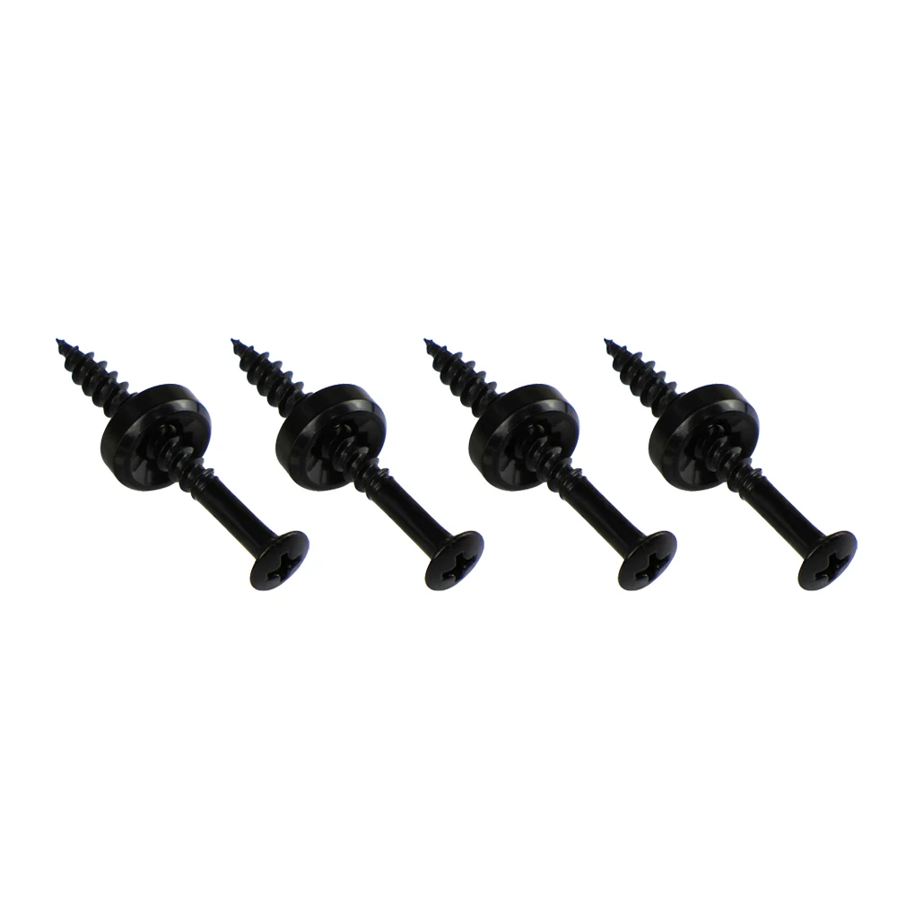 FLEOR 4 Stück Metall-Gitarrenhals-Verbindungshülsen, Hals-Schraubbuchsen mit Schrauben für Gitarren-Bass-Teile, Chrom/Schwarz. Wählen Sie – Detail 3