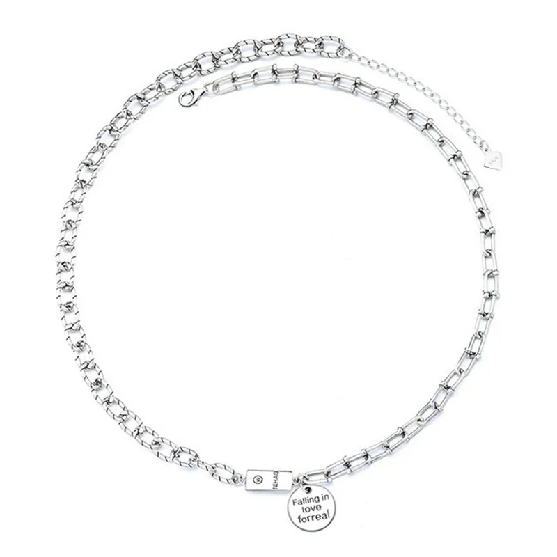 

134L ZFSILVER Fashion Silver 925 Trendy Retro Design Fall In Love Horseshoe Chain Necklace Women Wedding Charm Jewelry Match-all