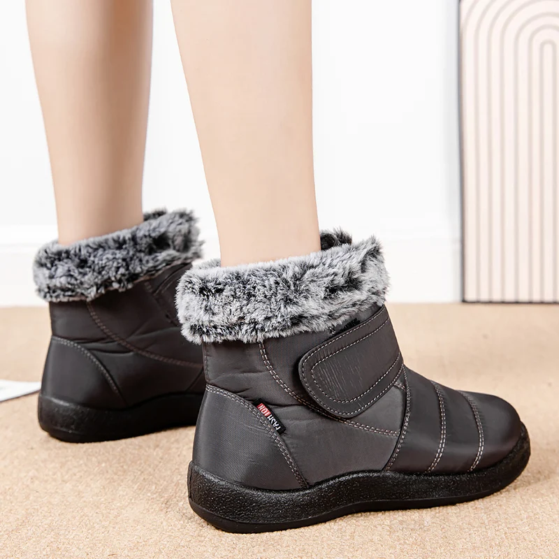 Womens Waterproof Boots Made Of Looped Rabbit Fur