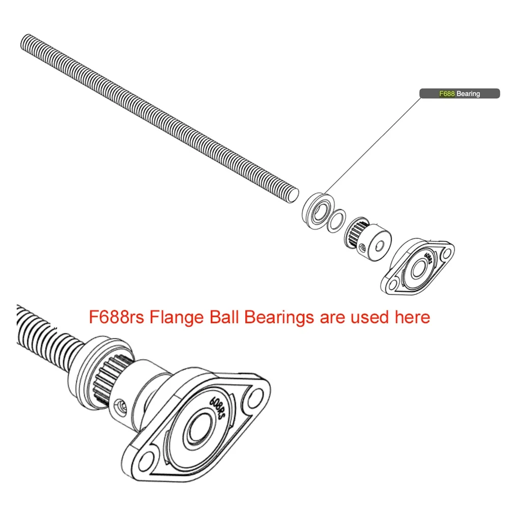 F688RS Bearing 8*16*5 mm ABEC-7 10 Pcs F688-2RS Flange Ball Bearings For VORON 0 Motion Use In A/B Drive Units Idlers XY Joint ball bearings