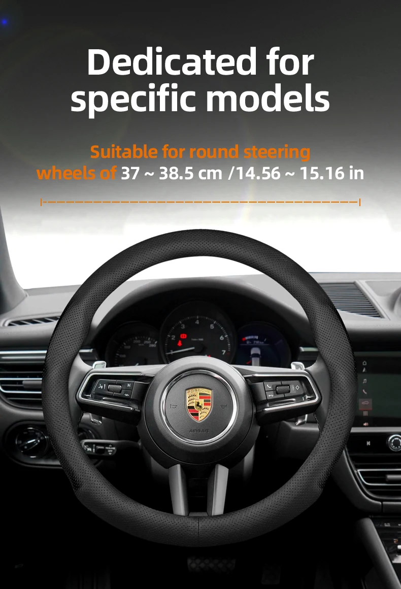 Für Porsche Lenkradbezug, ultradünn, Mikrofaser-Leder, atmungsaktiv, Cayenne Macan, Panamera, Taycan 718 911 – Detail 4