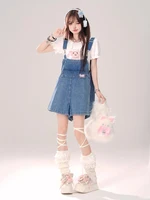 REDDACHiC Denim Blue Bunny Ears Rompers Women Star Rivets Sleeveless Wide Leg Solid Casual Overall Shorts Jumpsuit Streetwear - Image 5