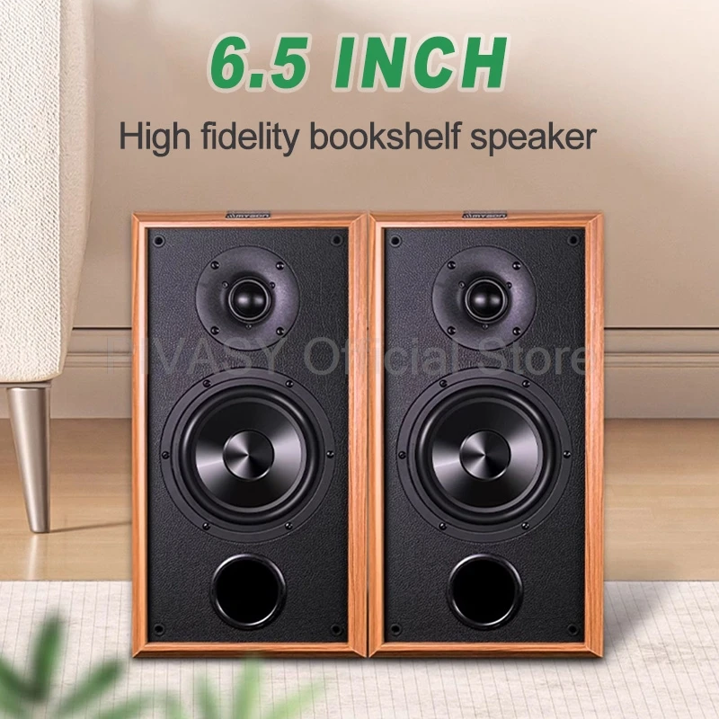 6.5 Inch 60W 4ohm HIFI Bookshelf Speaker Household Wooden Tweeter High Power Fever Sound Box 1 Pair for Home Theater System