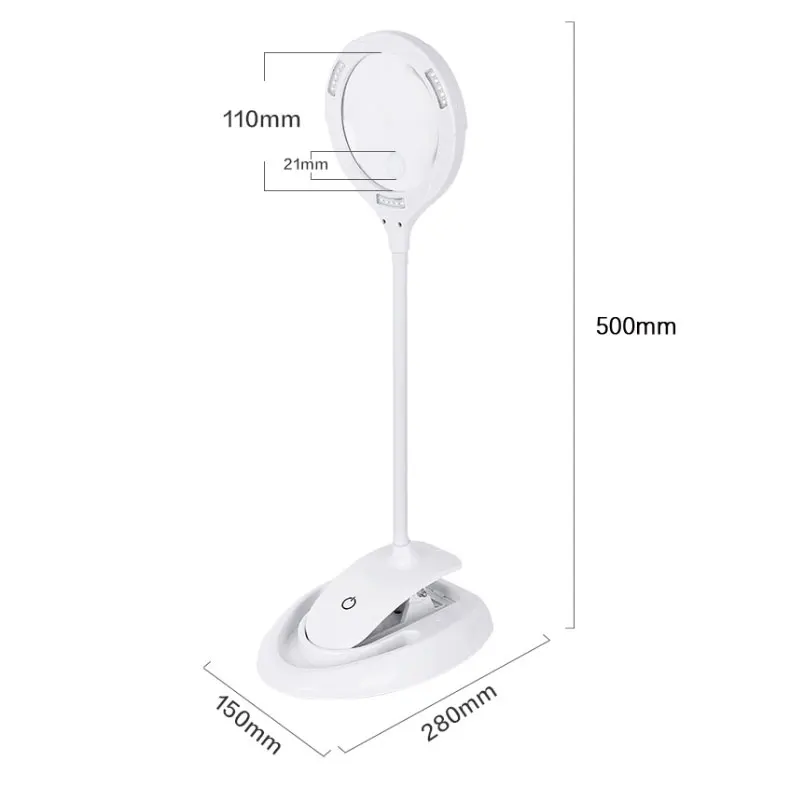USB 충전식 조정 가능한 조명 유연한 테이블 LED 돋보기, 독서 수리 돋보기, LED 조명, 3x 8x 루페