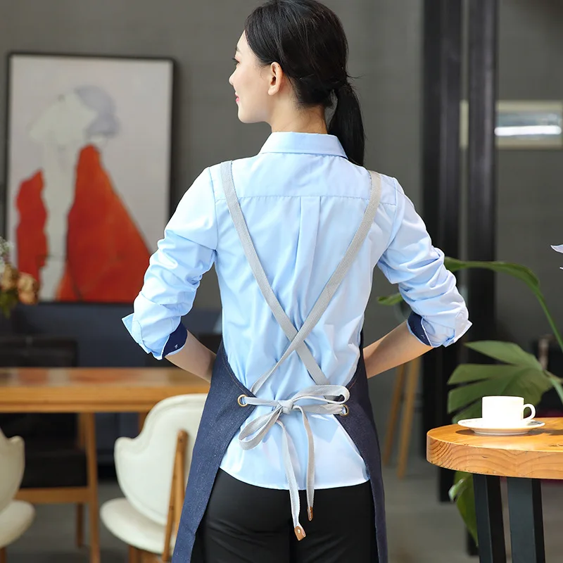 C829 Milk Tea Shop Apron Nail Enhancement Catering Work Clothes Women Hanging Neck Apron Painting Manicure Wear