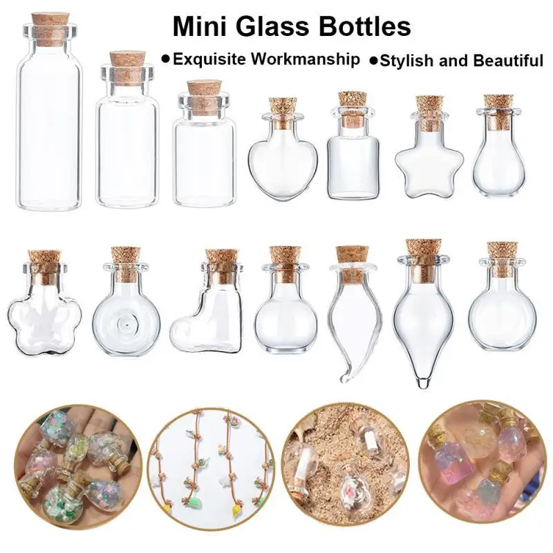 10pcs  5pcs 코르크 마개와 작은 유리 병 DIY 장식 미니 유리 병 코르크 메시지 유리 병 소원 병