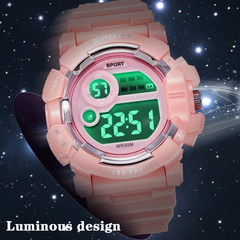 YIKAZE Kids Watches Fashion Luminous Waterproof Alarm Clock  Watches Boys and Girls Student Smart Electronic Watch Gift 4