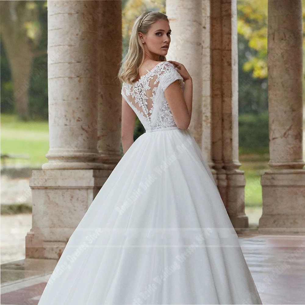 2025 Celebrity V-Neck Women Wedding Dresses Sleeveless A-Line Bride Gowns Popular Princess Banquet Vestidos De Novias Customized 4