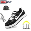 Labor protection shoes with steel toe caps, anti smashing and anti rubber soles, canvas breathable and durable protection