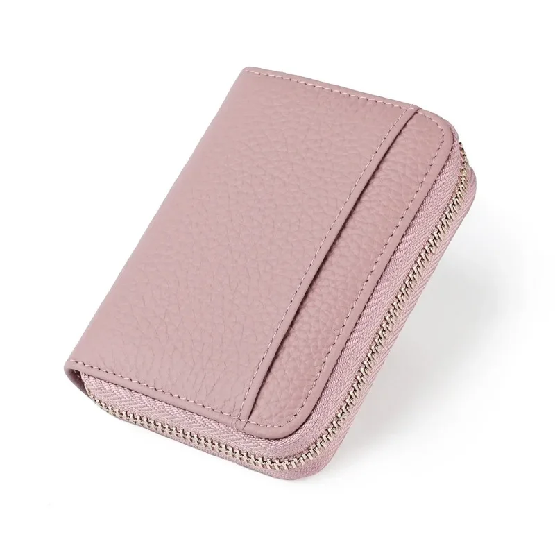 2024 RFID Genuine Leather Card Wallet Men Women Purse with Coin Pocket Card Holder Card Bag Japanese Style Zipper Green Wallets
