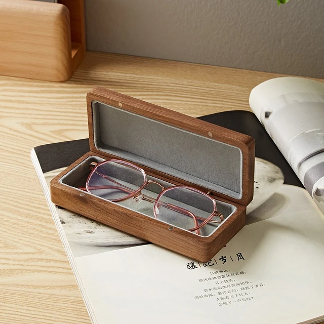 Black Walnut Glasses Case Solid Wood Compression Wooden Case Glasses Case  Portable Men and Women Myopia Business Storage Box - AliExpress