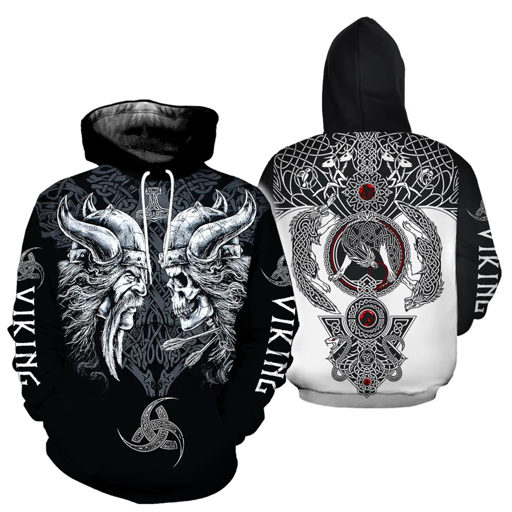

2022 Fall/Winter Long Sleeve Viking Sweater Men's Hooded Street Fashion Harajuku Loose and Comfortable Men's Clothing