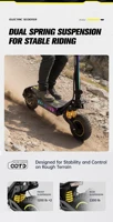 Trottinette électrique OOTD T10 Pro, puissance de pointe 2600W, double moteur, 52V23.4AH, vitesse 65km/h, frein hydraulique, pneu 11 pouces, étanche IPX4, pliable, E-Scooter A 6