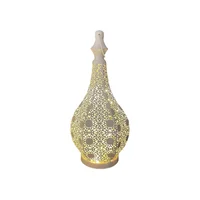 Moroccan Style Metal Table Lamp Battery Powered Cordless Lamp with Fairy Lights Bulb for Christmas Room A 1