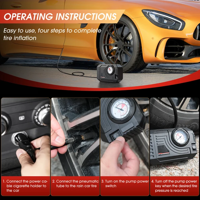 CARSUN Mini Air Pump Tire Inflator Car Electric Mini 20L/Min Portable Air Compressor For Car Motorcycles Bicycle Inflatable 4
