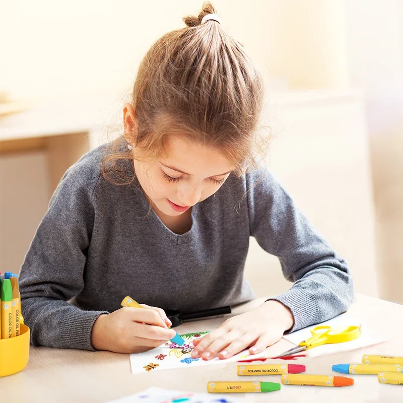 Deli 24 Colors Crayons Round Non Toxic Sticks Brushes Oil Painting Sticks Art Set Stationery School Supplies Kids triangular crayons set