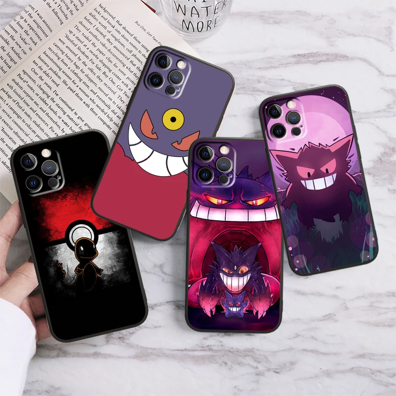Gengar Ghost Pokemon Per Iphone 15 14 13 12 11 Xs Xr X 8 7 Se Pro Max Plus Mini Custodia Nera Per Telefono