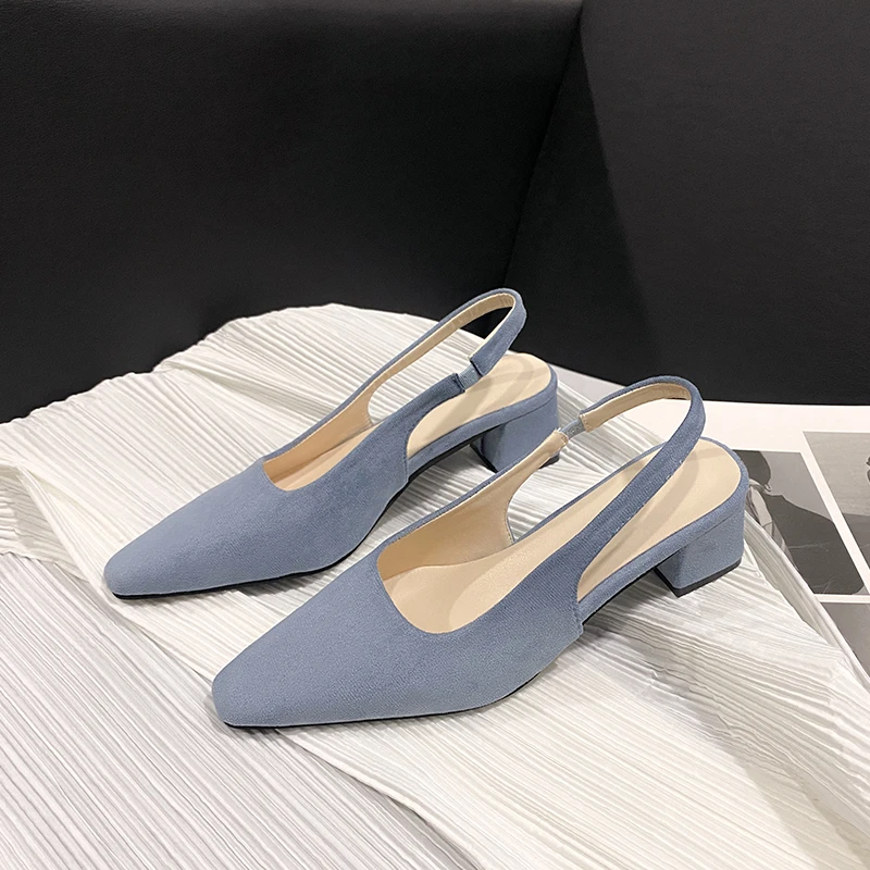 Women Pumps Solid Slingback Sandals Office High Heel Sandals Sexy Shallow Closed Toe