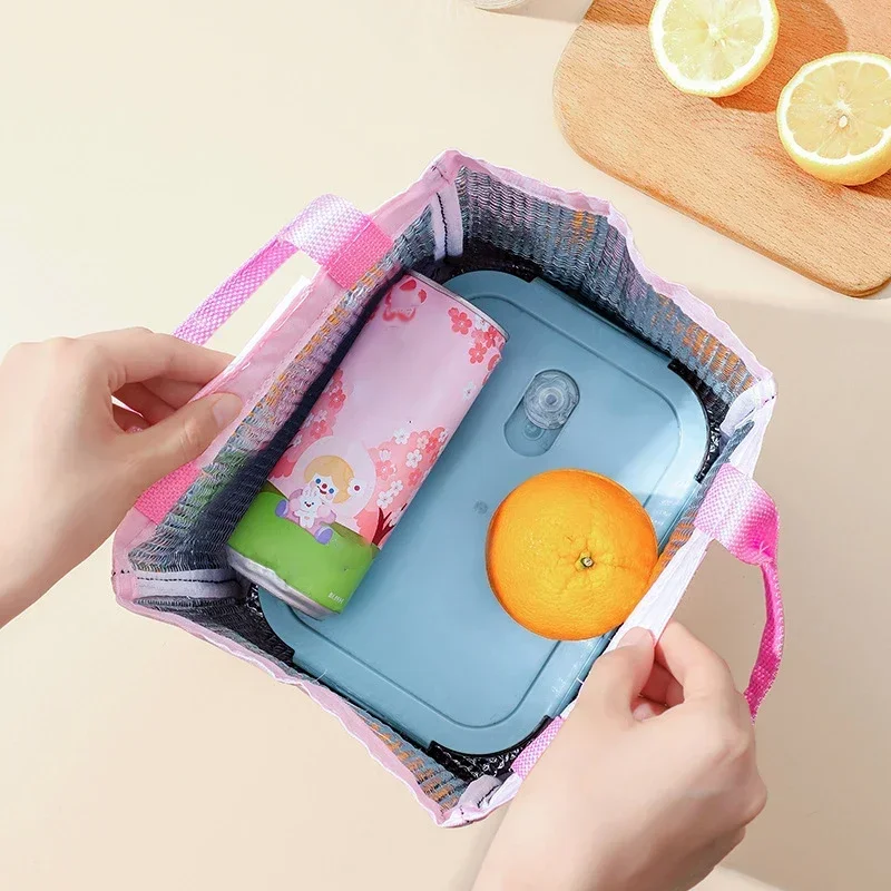 Cartoon portable insulated lunch box bag bento bag insulated cold bag Aluminum foil thickened large cloth work with rice bag 6