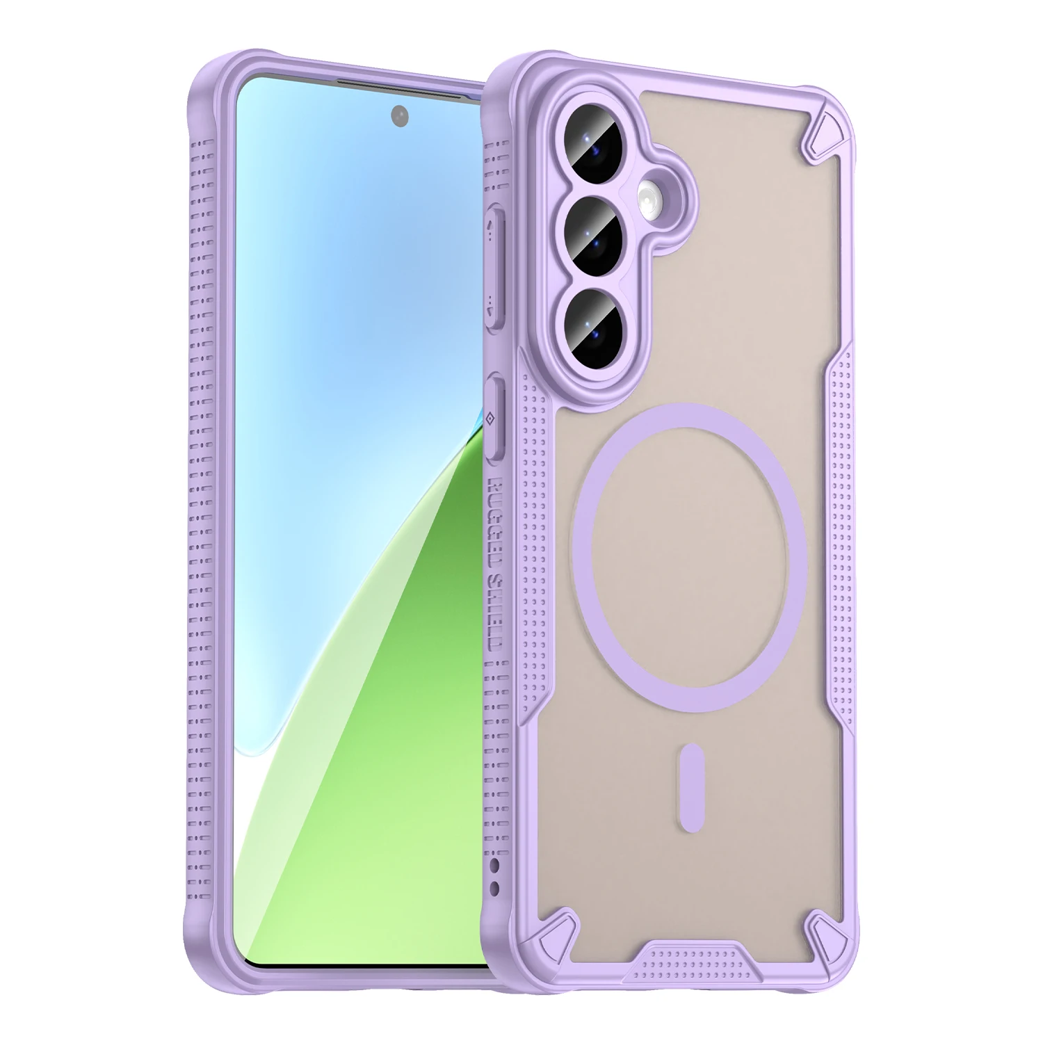 Magnetic Luxury Matte Translucent Shockproof Armor Case with Wireless Charging Compatibility