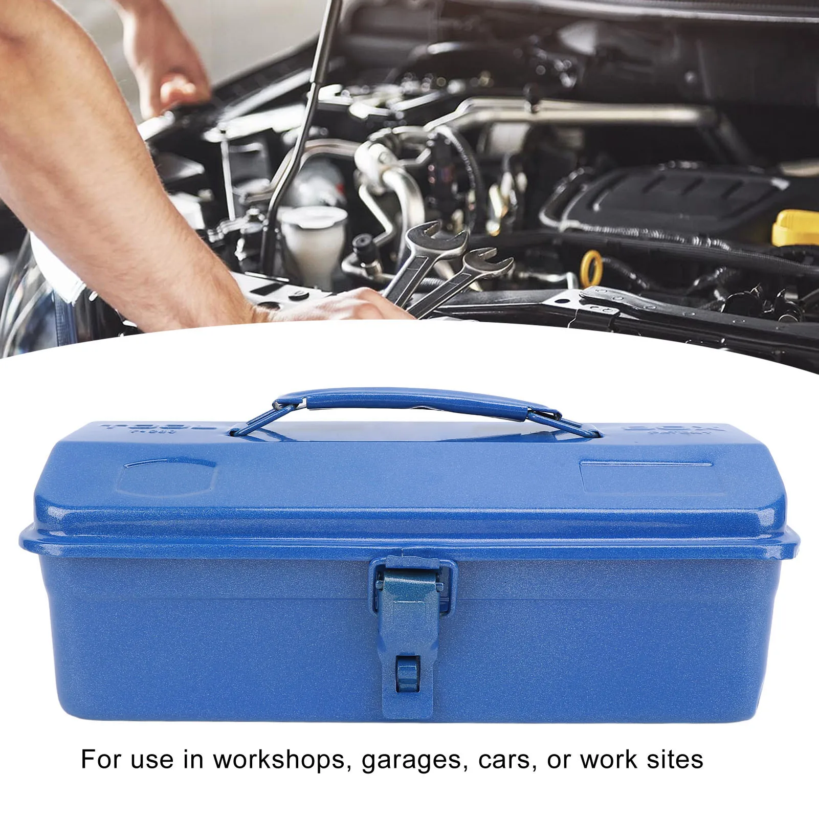 블루 툴박스 금속 구조 고하중 휴대용 공구 보관함 (작업장, 차고, 자동차, 작업 현장용)