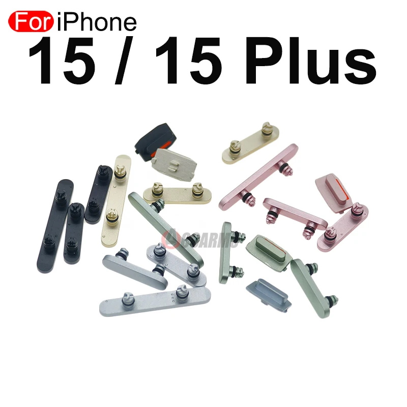 Aocarmo For Apple iPhone 15 15Plus Power On Off Volume Mute Button Complete Set Key Replacement Parts