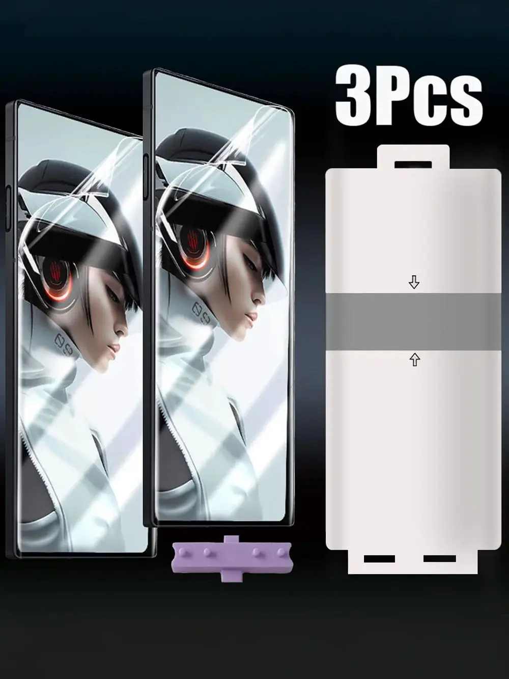 3-Piece Front Hydrogel Screen Protector Set with Installation Tools