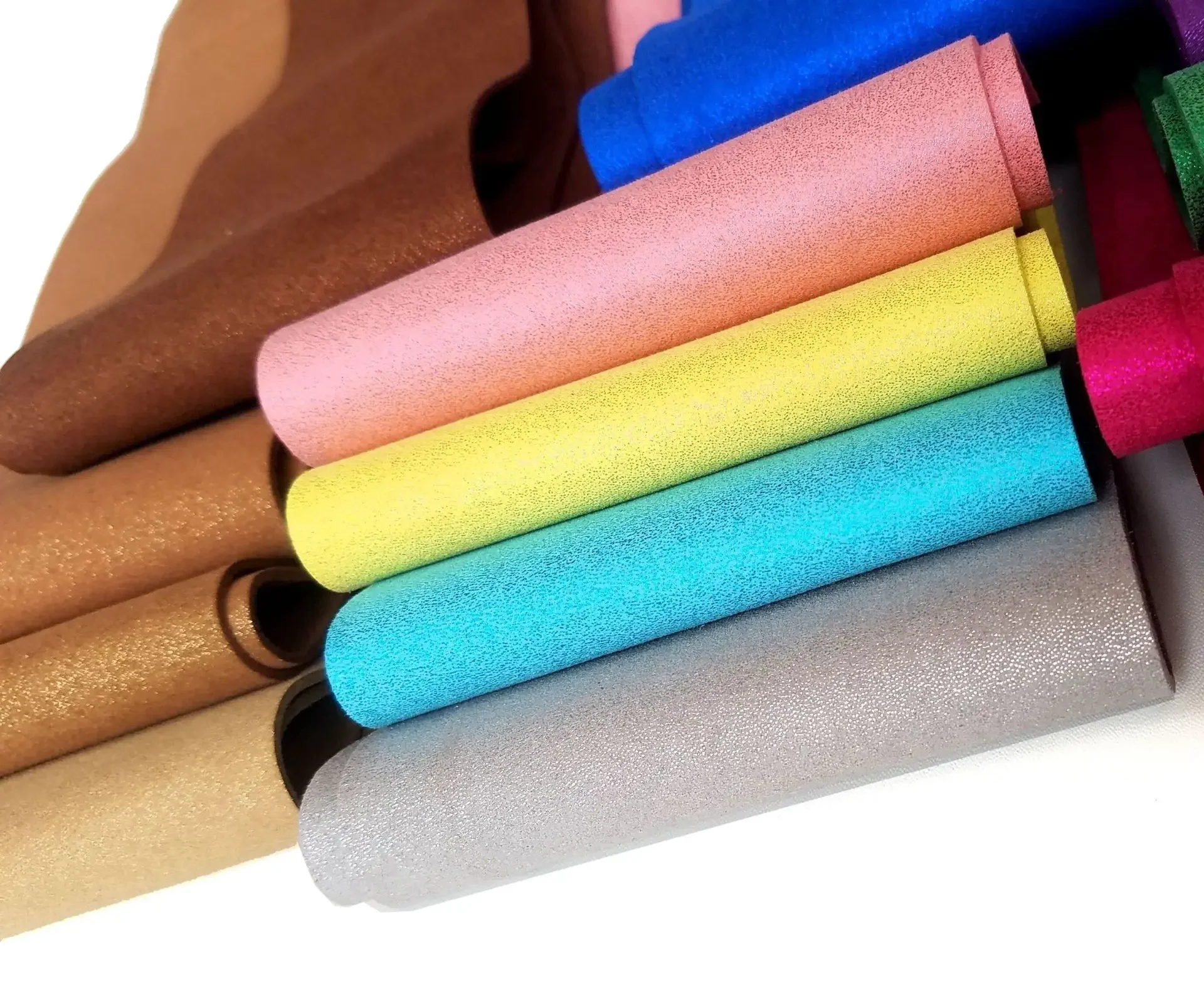 Durable Flocking Artificial Leather Fabric For iPad Phone Packaging Ultrafine Gold Onion Powder Artificial Leather Handbag Mater