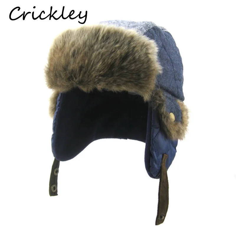 Winter Sewing Boys Ushanka Hats Warm Plush Toddler Kids Pilot Hat Ear Flap Windproof Soft Children Caps 1-8 Years