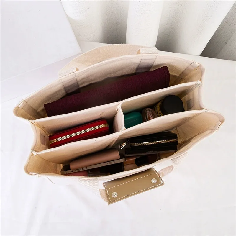 Thickened Canvas Tote Bag, Multi Functional Single Shoulder Crossbody Bag, Large Capacity Handbag with Multi-layer Storage Bag