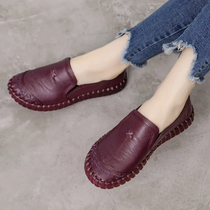 Fashion Cow Leather Loafers Ladies Luxury Brand Moccasins Women Summer Flats Casual Leisuer Daily Oxford Shoes Woman Flats