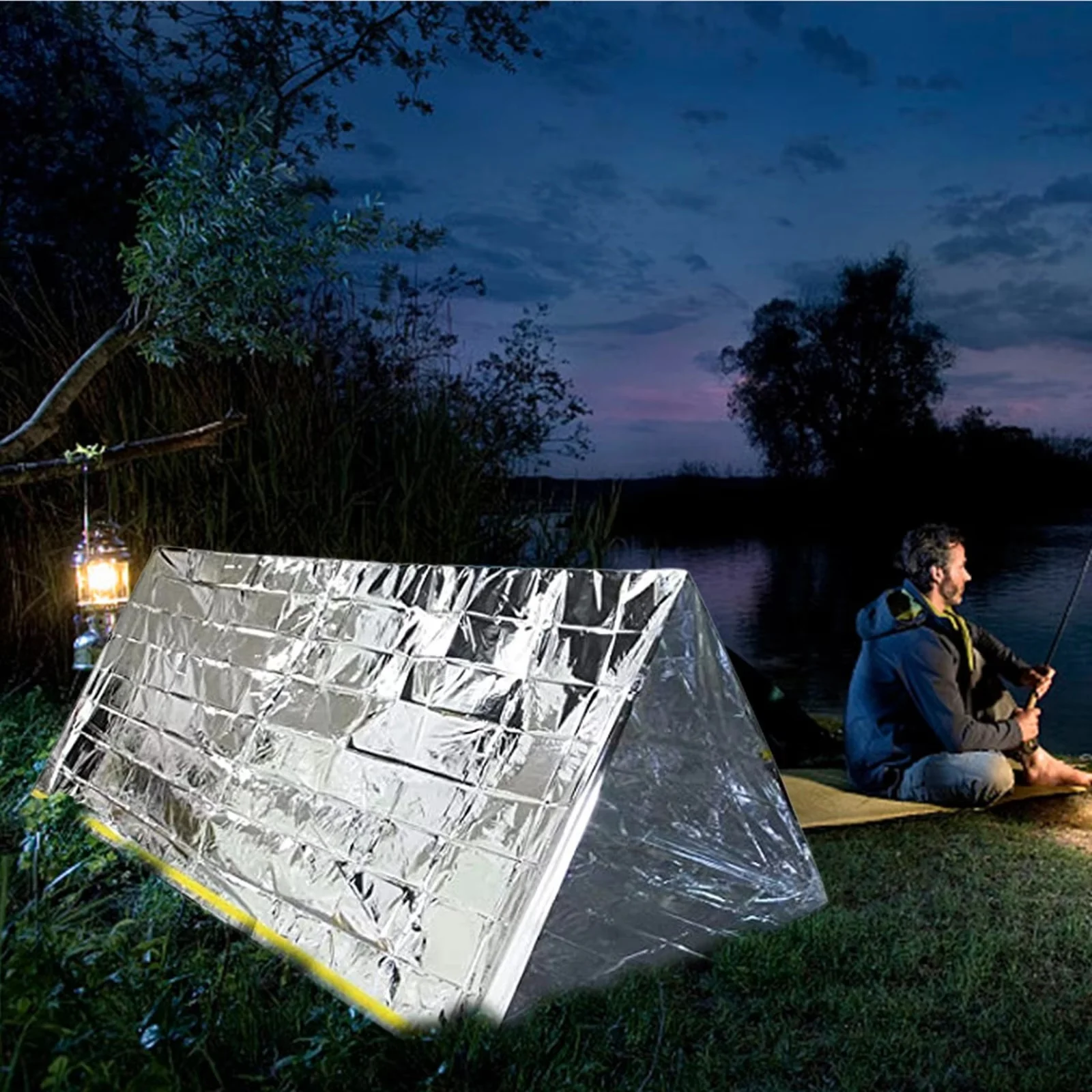 2 Person Emergency Shelter Bivy Survival Tent Kit Mylar Tube Tent Sleeping Bag Waterproof Outdoor SOS Thermal Blanket Reusable 1