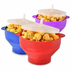 Set of Silicone Popcorn Maker Bowls with Lid - Versatile and Durable Kitchen Tool (Red) (3Pcs Mix)