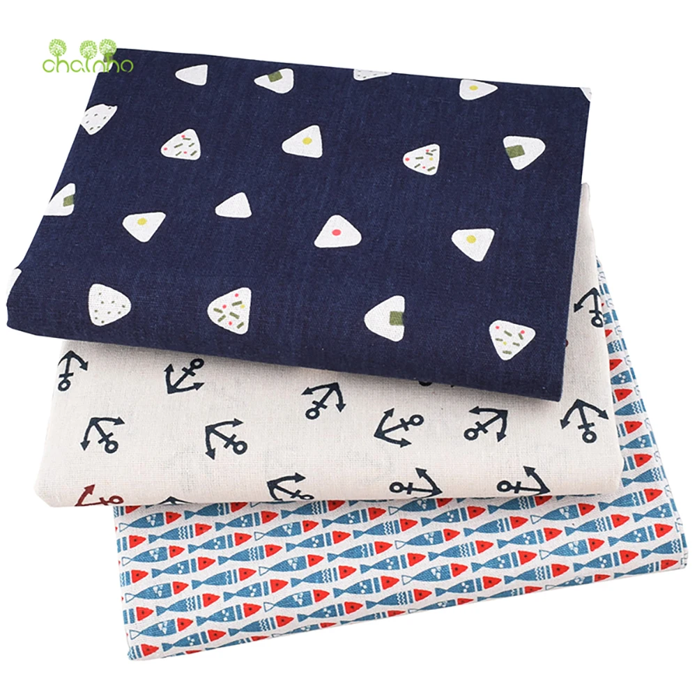 Chainho,Printed Cotton Linen Fabric,DIY Quilting Sewing Material,Patchwork Cloth,6 Designs Series,2 Sizes,15CL12