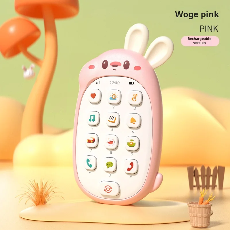 thumbnail image 1 of Teléfono móvil de simulación de mordedor para bebés de 0 a 1 años, juguete musical para niños, máquina de cuentos educativos para educación temprana, 1 of 5