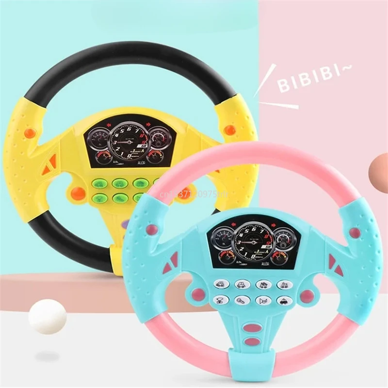 

Электрическая имитация детской коляски со встроенным звуком, Детская Музыкальная развивающая коляска, рулевое колесо, вокальные игрушки