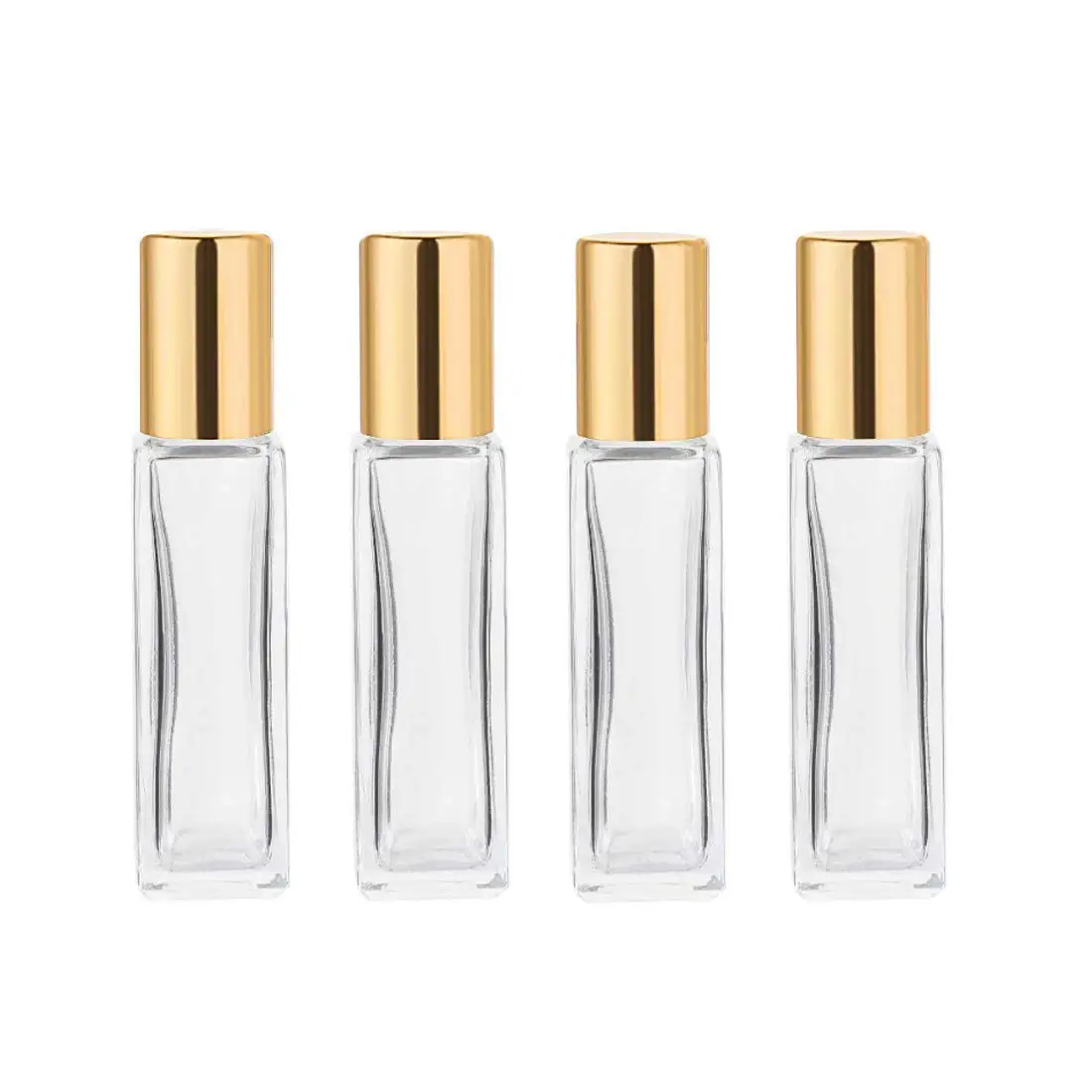 

empty Perfume Essential Oil Bottles Square Refillable Thick Glass Roller Bottle 8 Pack 1/3oz 10ml