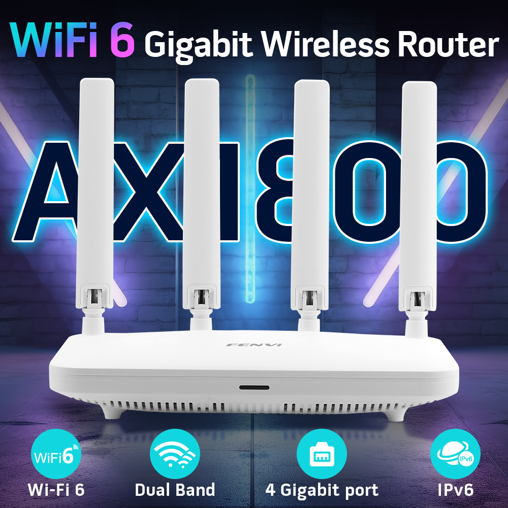 fenvi AX1800 WiFi 6 Router Dual Band 2.4G&5GHz Gigabit Wireless wifi6 Router MU-MIMO 4 Antennas Strong Signal Amplifier