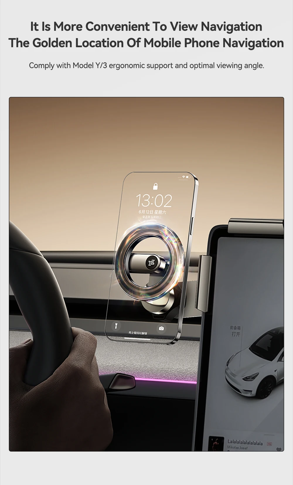 For Tesla Model Y 3 Juniper Highland Car Phone Holder Screen Side Mount Adjustab