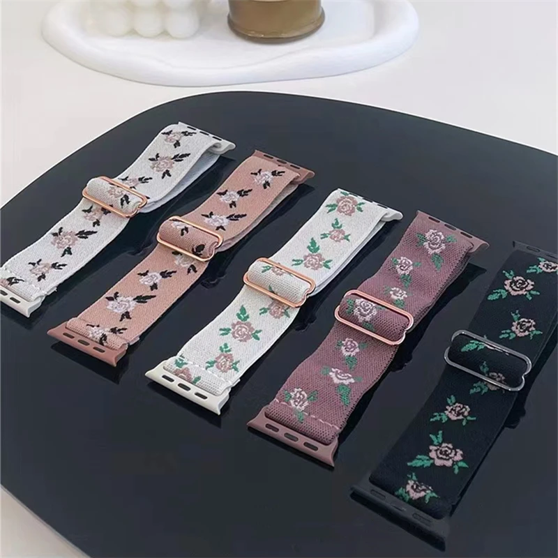 Flowers and Roses Nylon Stretch Band for Apple Watch | Infinity Loops