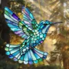 Acrylic Blue Hummingbird Pendant Crafts Decoration Gift Window Hanging 2d Glass Bead Garland With Tassels Home Decorations 2