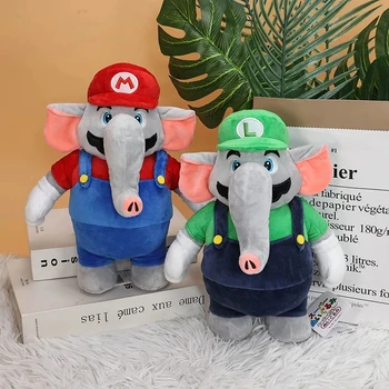 27cm Super Mario Anime New Styles Cartoon Plush Toy Elephant Mario Luigi Mario Plush Doll Stuffed Toys Christmas New Year Gifts 2