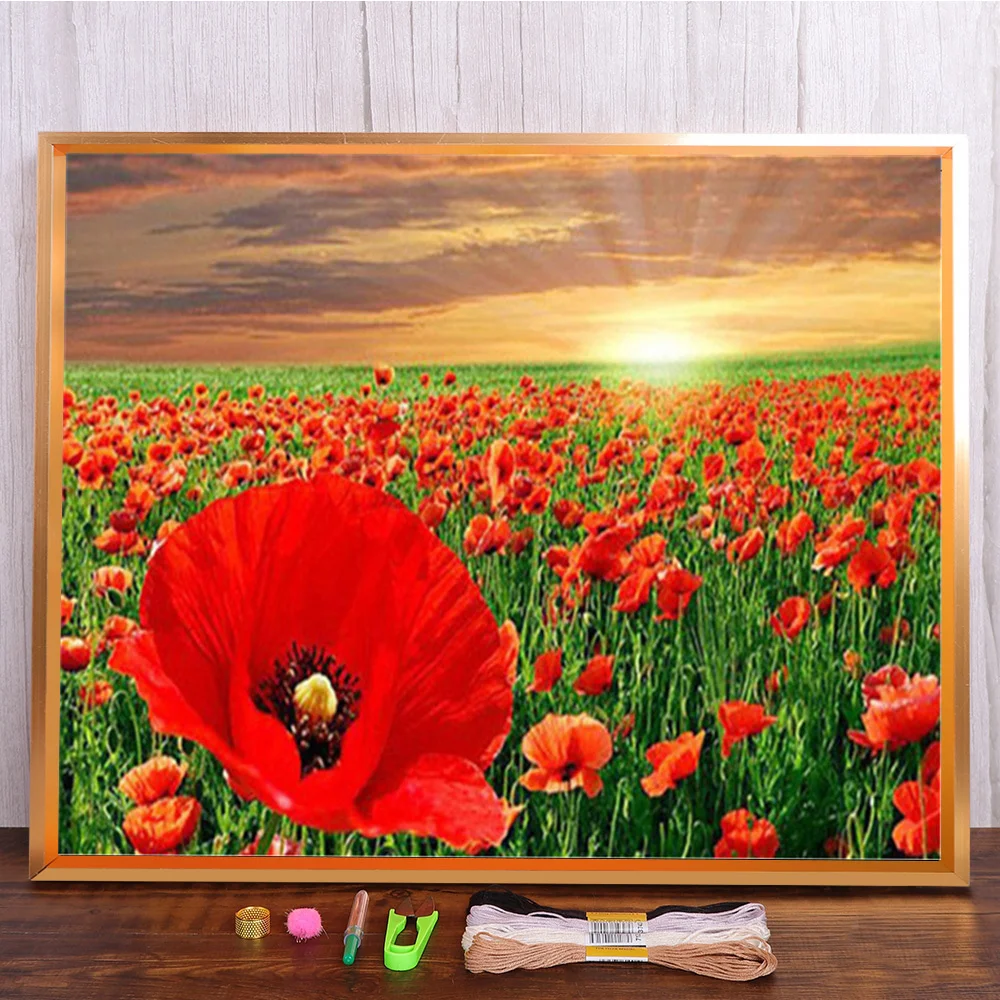 Meian Blühende Rose Blume Kreuz Stich Kits DIY Stickerei Malerei Set 11/14CT Gedruckt Leinwand DMC Handwerk Hause Dekoration – Detail 13