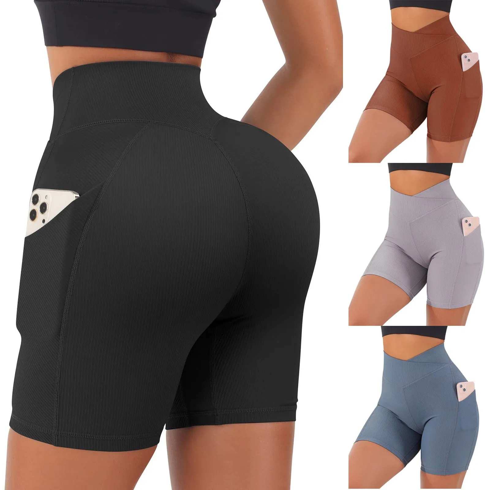 Women Shorts Biker Shorts Fitness Casual Cotton Solid Athleisure Cycling Shorts Clothing High Waist Shorts Pantalones #T2G