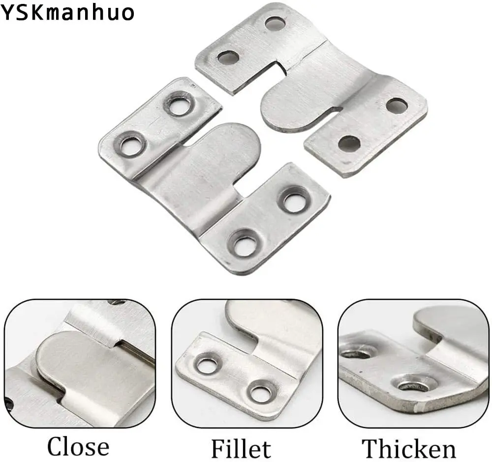 Picture Frame Hangers Hanging Hooks 10PCS Stainless Steel Picture Frame Hook Flush Mount Brackets Wall Hanger Sofa Interlock Bracket Joint Bed Corner Hanging Hooks