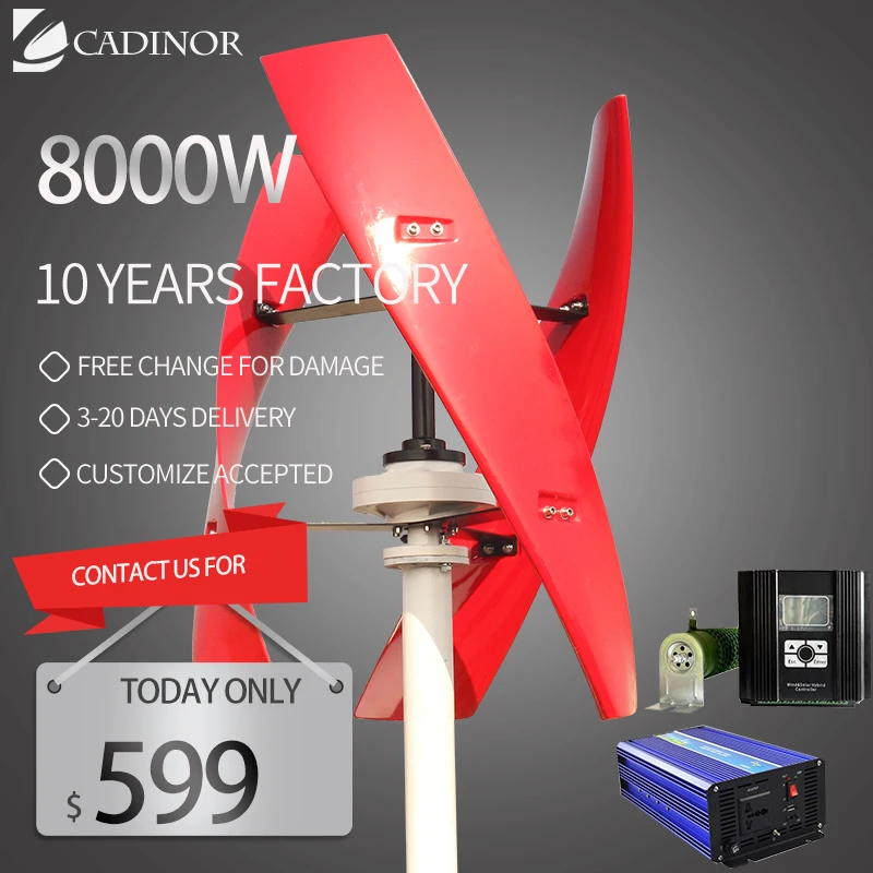

3 Blades 6000W Vertical Wind Turbine 12V 24V 48V Small Windmill Free Energy Household Farm Sent To MPPT Controller