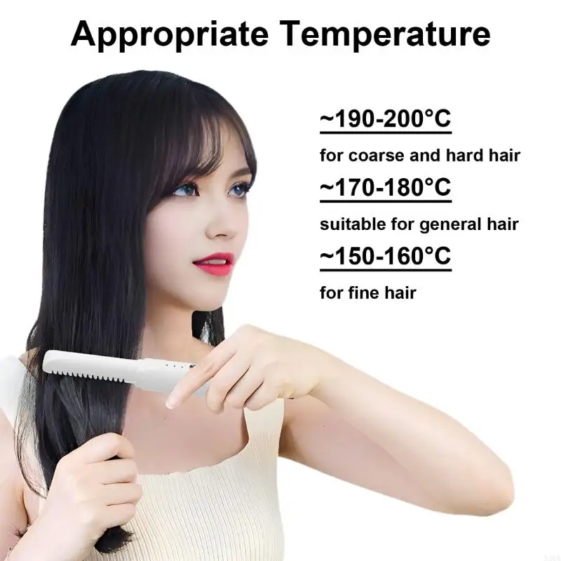 N3UA Hair Straightener Brush,Hair Straightening Comb for All Hair Types with Ceramic Heating Teeth Fast Heating for Womens