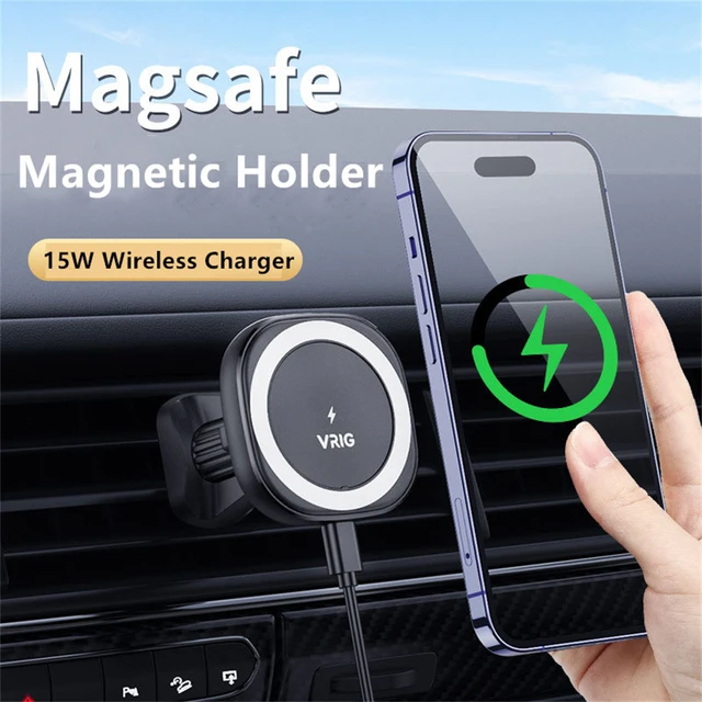 Cargador de coche Qi tipo C, cargador inalámbrico Magsafing, soporte  magnético para iPhone 12, 13 Pro, 15W - AliExpress