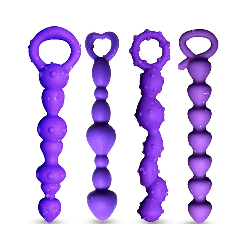 Plug anale a perle in silicone puntinato per donna e lesbica_voghion.com