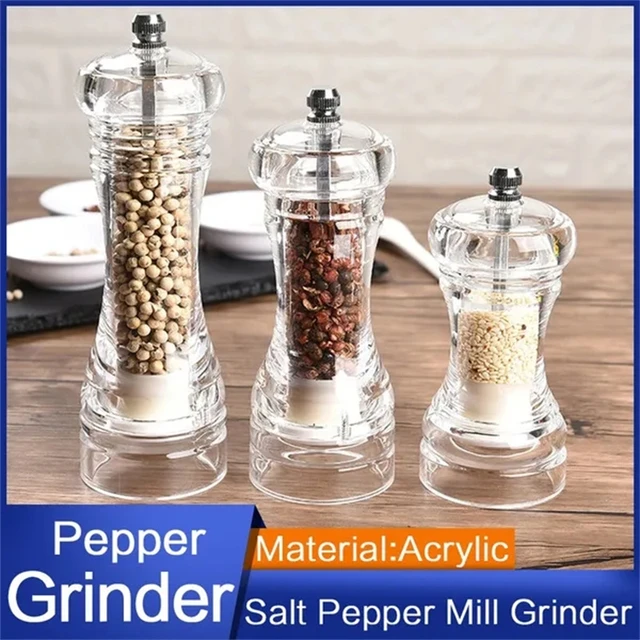 Clear Acrylic Pepper Grinder 4 InchRefillable Salt Pepper Mill